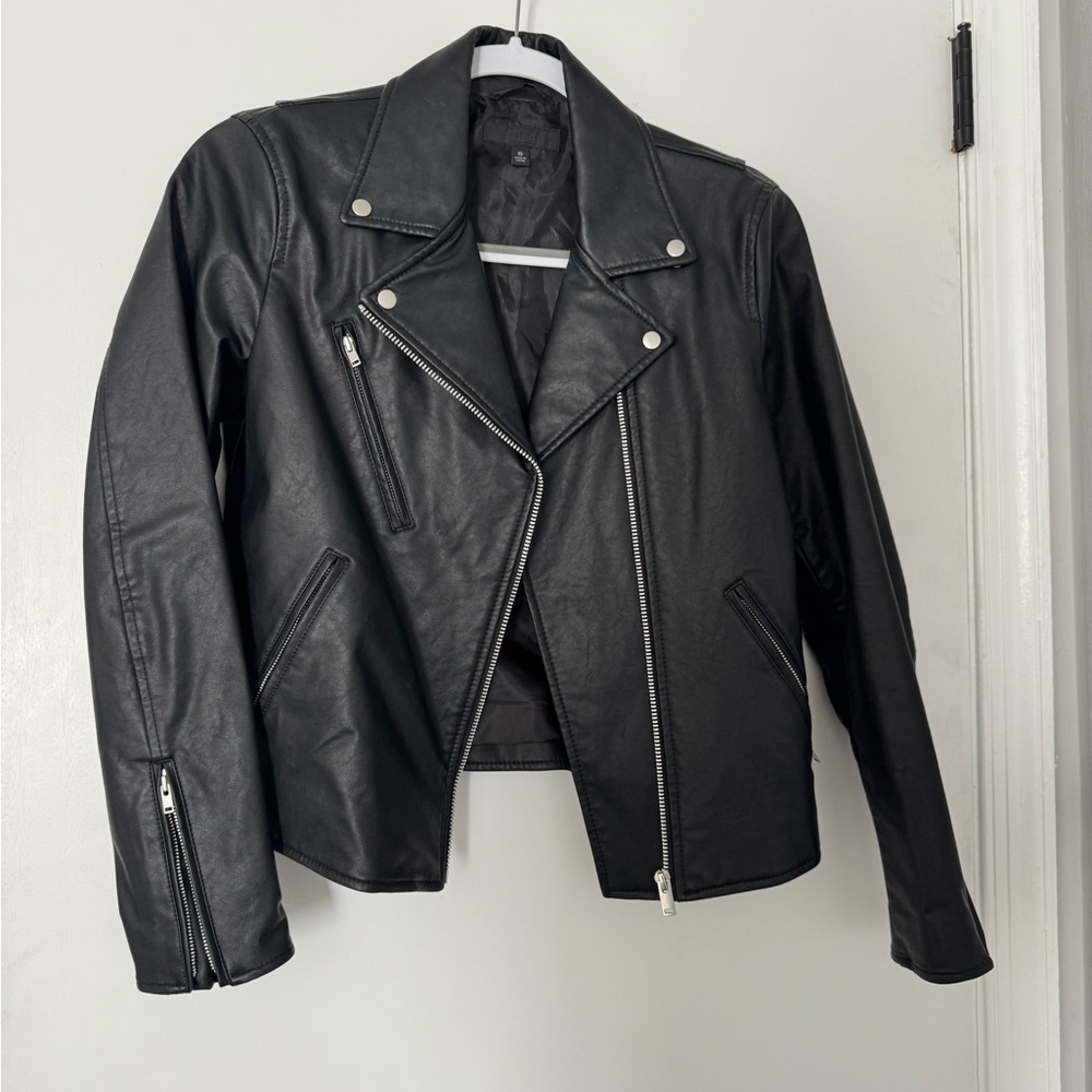 Uniqlo womens Black Faux Leather Jacket 4 for $20